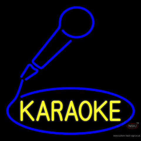 Yellow Karaoke With Mike Logo Neon Sign 