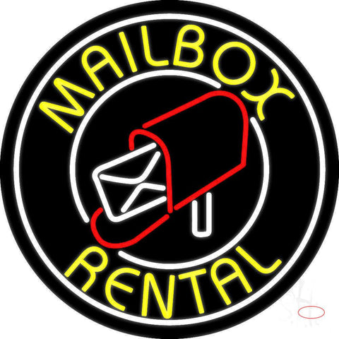 Yellow Mailbox Rental Block White Circle Real Neon Glass Tube Neon Sign