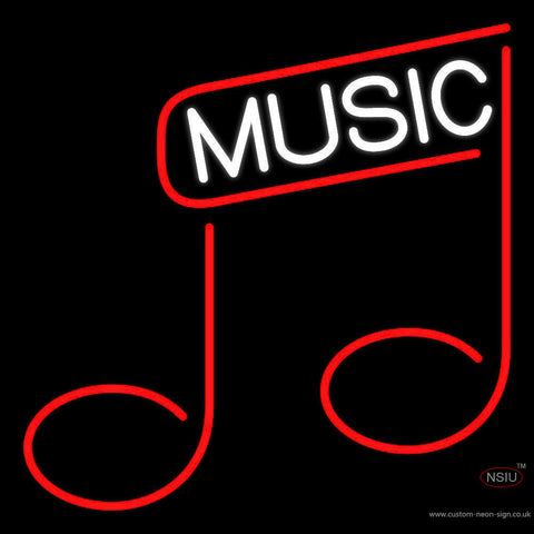 White Music Red Note  Neon Sign 