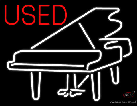 White Piano Logo Red Used Neon Sign