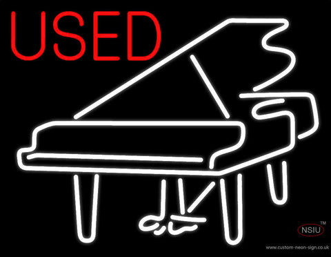 White Piano Logo Red Used Neon Sign 