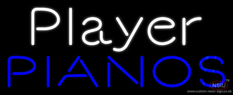 White Player Blue Pianos Block Neon Sign 