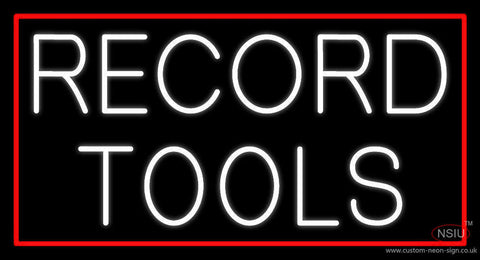 White Record Tools Neon Sign 
