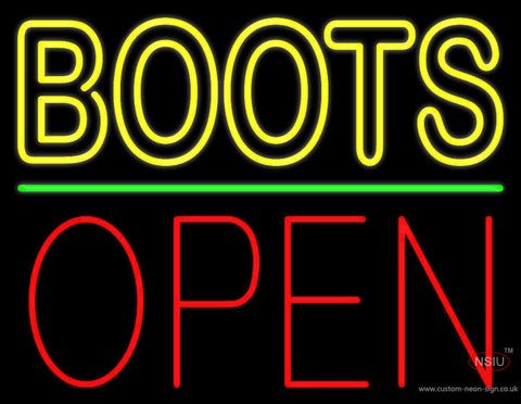 Yellow Boots Open Neon Sign