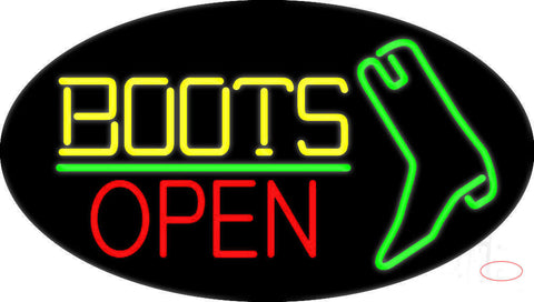 Yellow Boots Open With Logo Neon Sign 