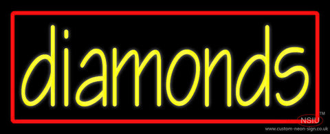 Yellow Diamond Red Border Neon Sign 