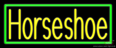 Yellow Horseshoe With Border Neon Sign