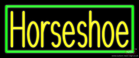 Yellow Horseshoe With Border Neon Sign 