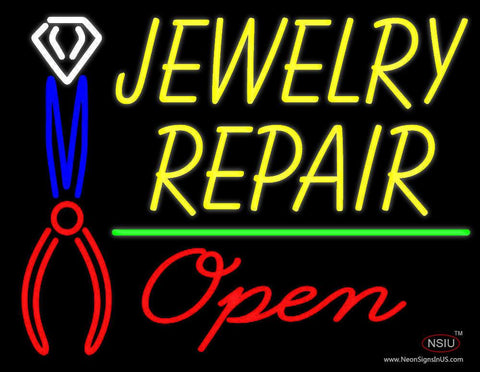 Yellow Jewelry Repair Red Open Block Real Neon Glass Tube Neon Sign