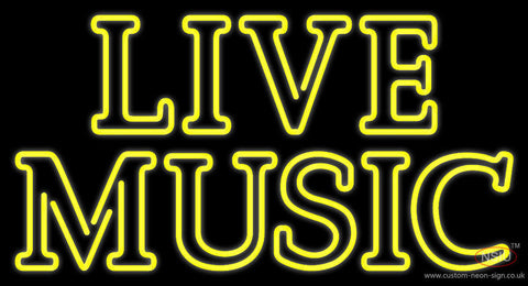 Yellow Live Music Block Neon Sign