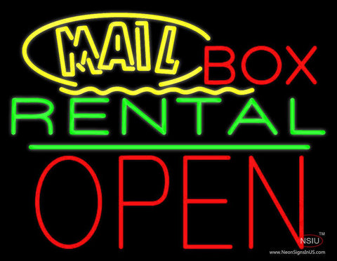 Yellow Mail Block Box Rental Open  Real Neon Glass Tube Neon Sign 