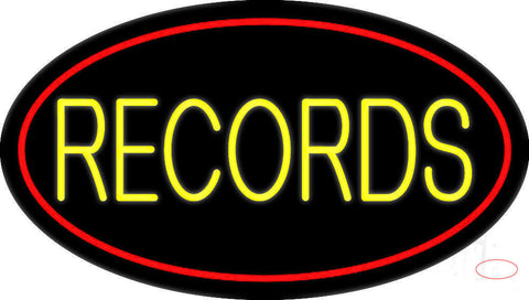 Yellow Records Block Red Border  Neon Sign 