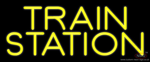 Yellow Train Station Neon Sign