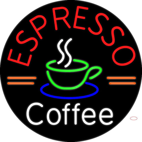 Custom Round Espresso Coffee Real Neon Glass Tube Neon Sign