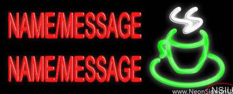 Custom Coffee Cup And Saucer Real Neon Glass Tube Neon Sign 