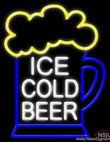 Ice Cold Beer Real Neon Glass Tube Neon Sign