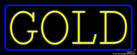 Yellow Gold Blue Border Real Neon Glass Tube Neon Sign 