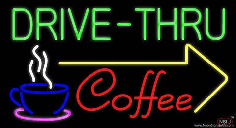 Drive Thru Coffee Real Neon Glass Tube Neon Sign 