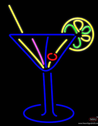 Stylized Cocktail Or Martini Glass With Lime Slice Real Neon Glass Tube Neon Sign 