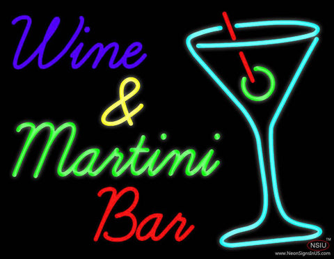 Wine and Martini Bar Real Neon Glass Tube Neon Sign 
