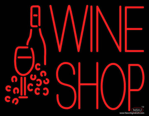 Wine Shop With Bottle and Glass Real Neon Glass Tube Neon Sign