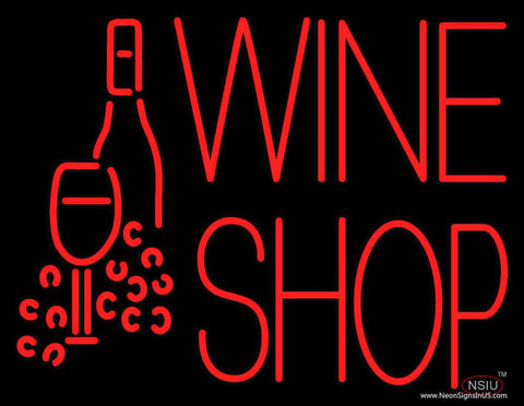 Wine Shop With Bottle and Glass Real Neon Glass Tube Neon Sign 