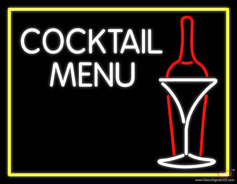 Cocktail Menu With Bottle And Glass Real Neon Glass Tube Neon Sign