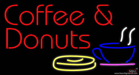 Coffee And Donuts With Coffee Glass Real Neon Glass Tube Neon Sign 