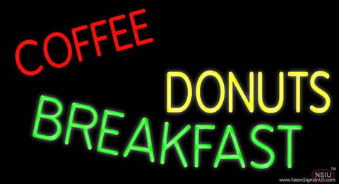 Coffee Donuts Breakfast Real Neon Glass Tube Neon Sign 