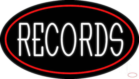 White Records Red Border Real Neon Glass Tube Neon Sign 
