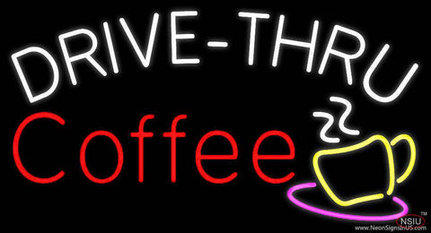 Drive Thru Coffee With Coffee Glass Real Neon Glass Tube Neon Sign 