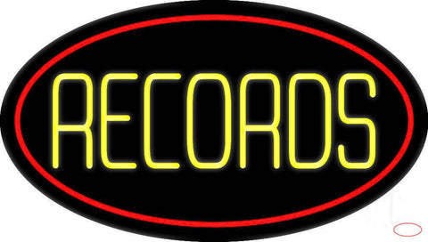 Yellow Records Red Border  Real Neon Glass Tube Neon Sign 