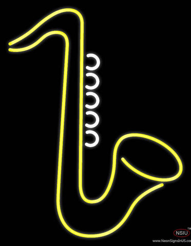 Yellow Saxophone  Real Neon Glass Tube Neon Sign 