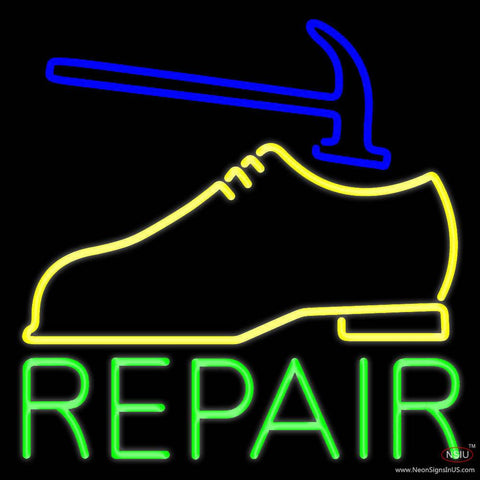 Yellow Shoe Green Repair Real Neon Glass Tube Neon Sign 