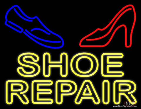 Yellow Shoe Repair With Sandal Shoe Real Neon Glass Tube Neon Sign