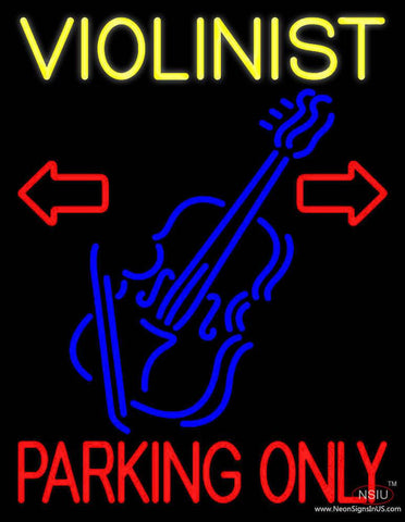 Yellow Violinist Red Parking Only Real Neon Glass Tube Neon Sign