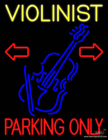 Yellow Violinist Red Parking Only Real Neon Glass Tube Neon Sign 