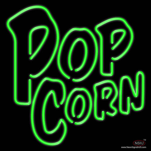 Green Popcorn Real Neon Glass Tube Neon Sign 