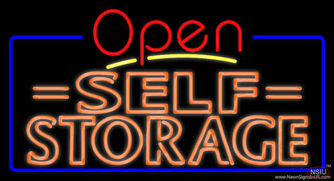 Orange Self Storage Block With Open  Real Neon Glass Tube Neon Sign 