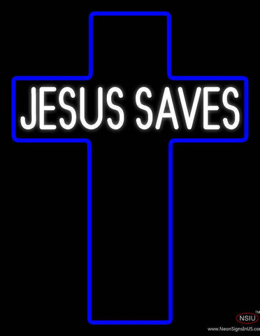 White Jesus Saves Real Neon Glass Tube Neon Sign 