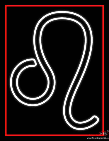 White Leo Red Border Real Neon Glass Tube Neon Sign 