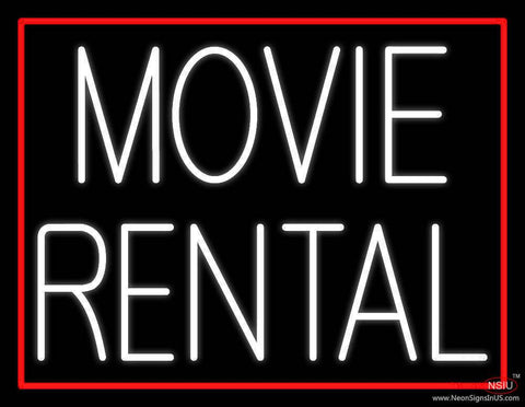 White Movie Rental Real Neon Glass Tube Neon Sign