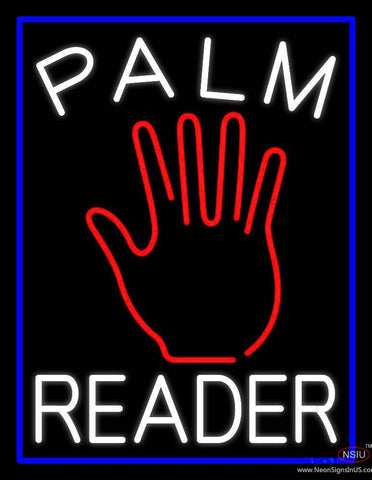 White Palm Reader Blue Border Real Neon Glass Tube Neon Sign