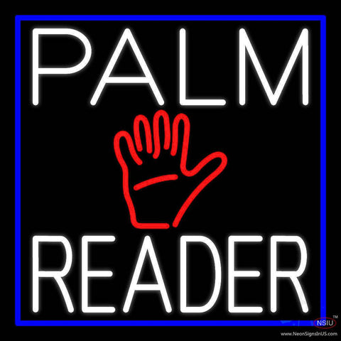 White Palm Reader With Blue Border Real Neon Glass Tube Neon Sign 
