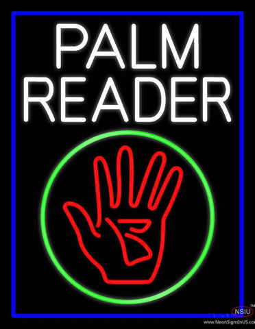 White Palm Reader With Logo Blue Border Real Neon Glass Tube Neon Sign 