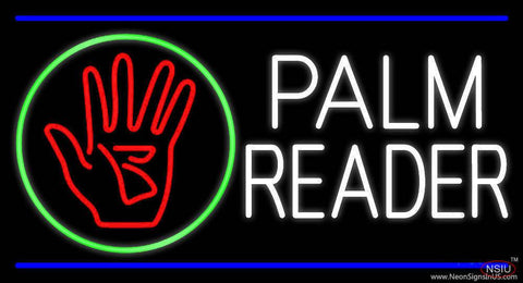 White Palm Reader With Logo Blue Line Real Neon Glass Tube Neon Sign 