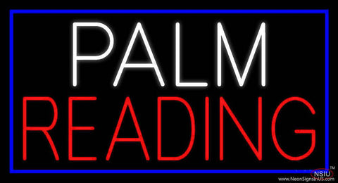 White Palm Red Reading Blue Border Real Neon Glass Tube Neon Sign