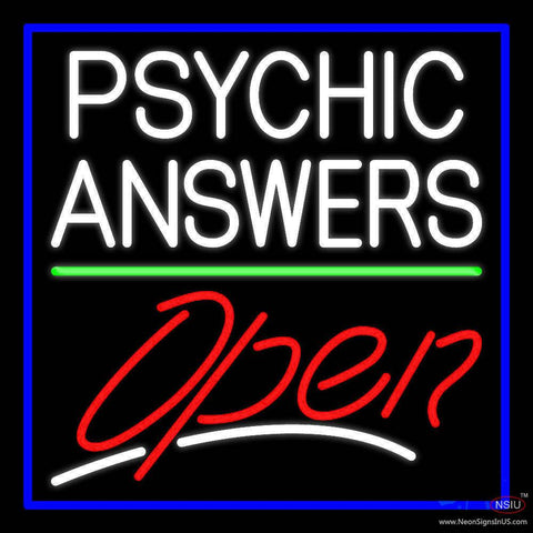 White Psychic Answers Red Open Green Line Blue Border Real Neon Glass Tube Neon Sign