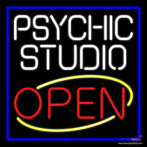 White Psychic Studio Red Open Blue Border Real Neon Glass Tube Neon Sign