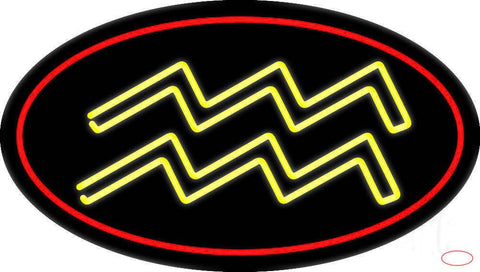 Yellow Aquarius Red Border Real Neon Glass Tube Neon Sign